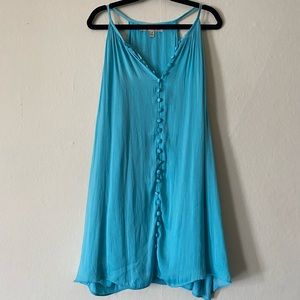 Blue Silky Button-Up Tank